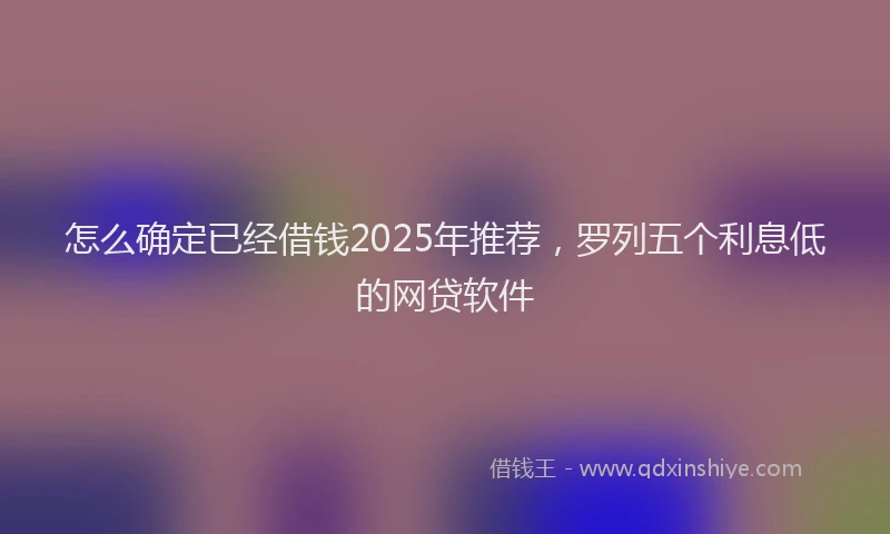 怎么确定已经借钱2025年推荐，罗列五个利息低的网贷软件