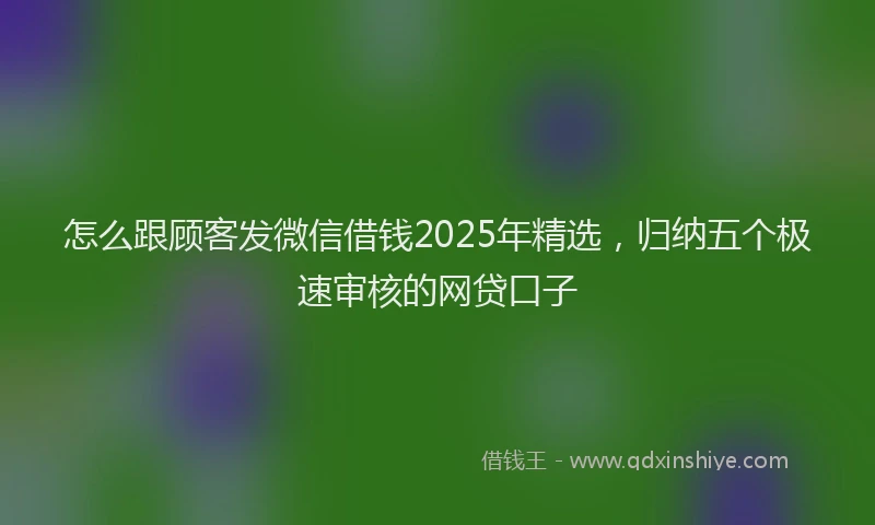 怎么跟顾客发微信借钱2025年精选，归纳五个极速审核的网贷口子