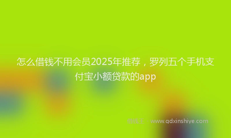 怎么借钱不用会员2025年推荐，罗列五个手机支付宝小额贷款的app