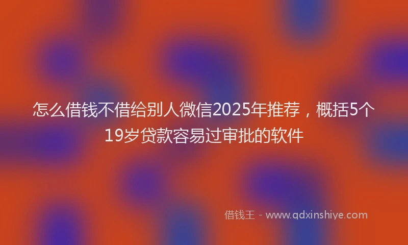 怎么借钱不借给别人微信2025年推荐，概括5个19岁贷款容易过审批的软件