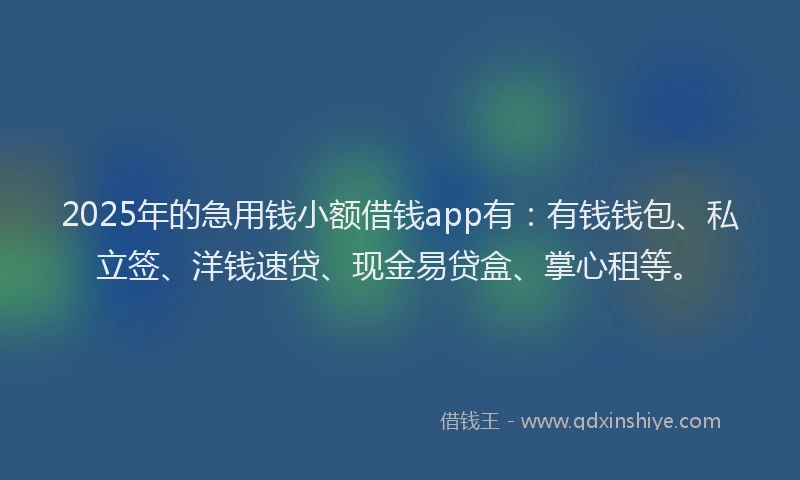 2025年的急用钱小额借钱app有：有钱钱包、私立签、洋钱速贷、现金易贷盒、掌心租等。