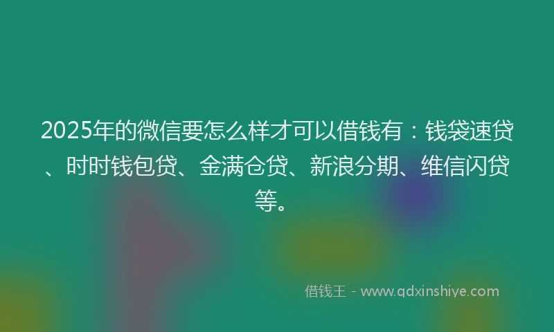 2025年的微信要怎么样才可以借钱有：钱袋速贷、时时钱包贷、金满仓贷、新浪分期、维信闪贷等。
