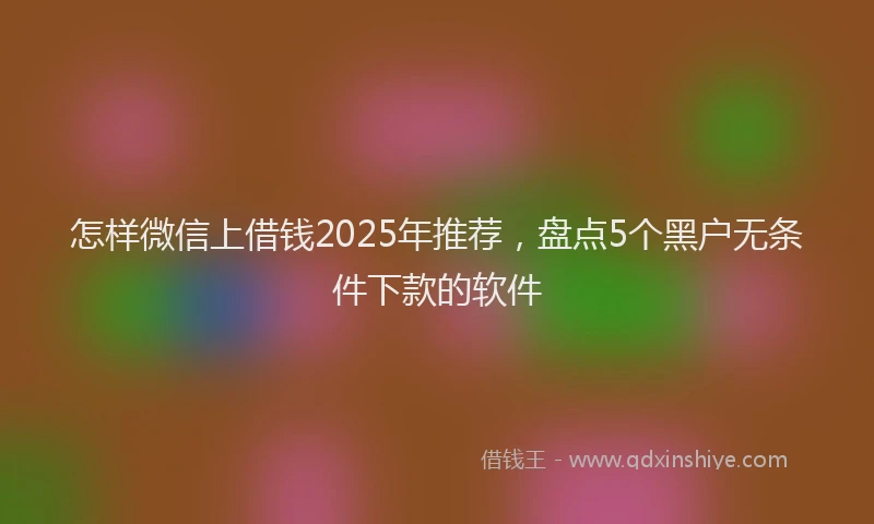 怎样微信上借钱2025年推荐，盘点5个黑户无条件下款的软件
