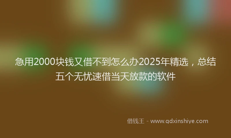急用2000块钱又借不到怎么办2025年精选，总结五个无忧速借当天放款的软件