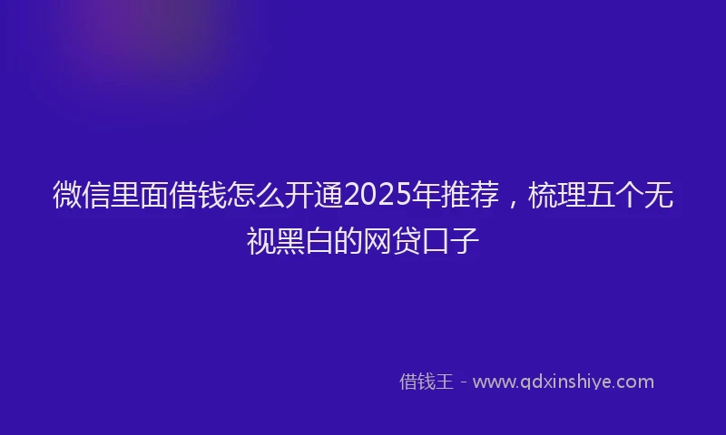 微信里面借钱怎么开通2025年推荐，梳理五个无视黑白的网贷口子