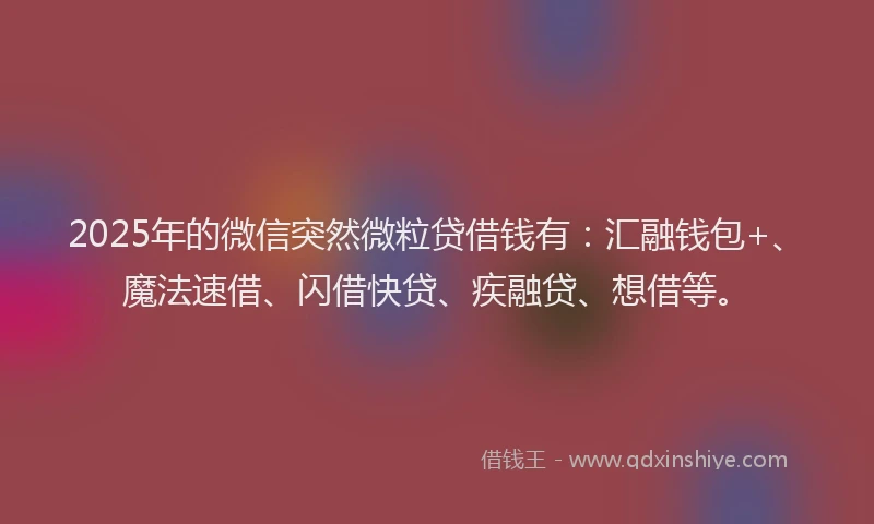2025年的微信突然微粒贷借钱有：汇融钱包+、魔法速借、闪借快贷、疾融贷、想借等。