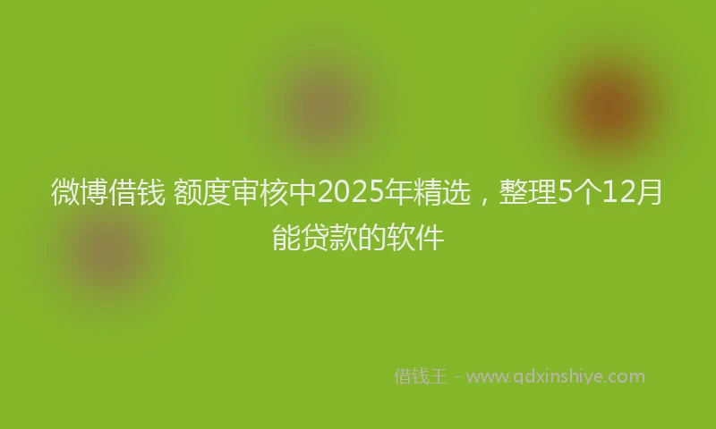 微博借钱 额度审核中2025年精选，整理5个12月能贷款的软件