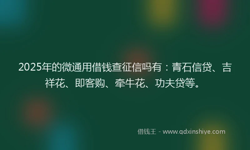 2025年的微通用借钱查征信吗有：青石信贷、吉祥花、即客购、牵牛花、功夫贷等。