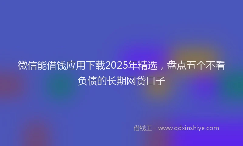微信能借钱应用下载2025年精选，盘点五个不看负债的长期网贷口子