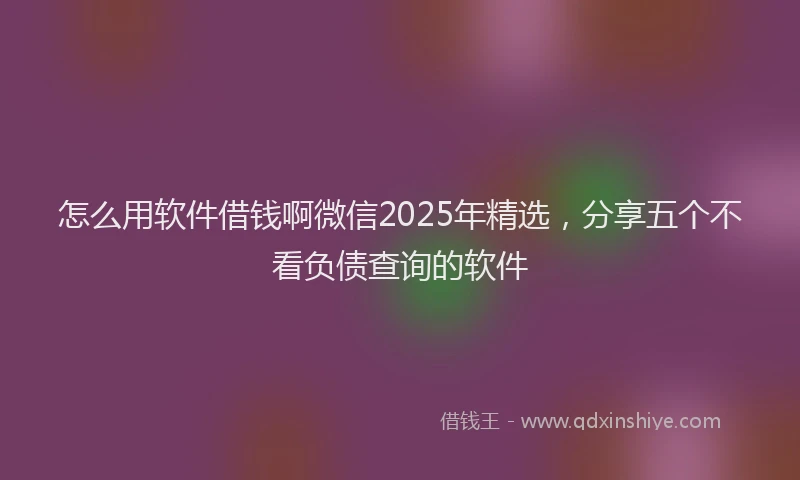 怎么用软件借钱啊微信2025年精选，分享五个不看负债查询的软件