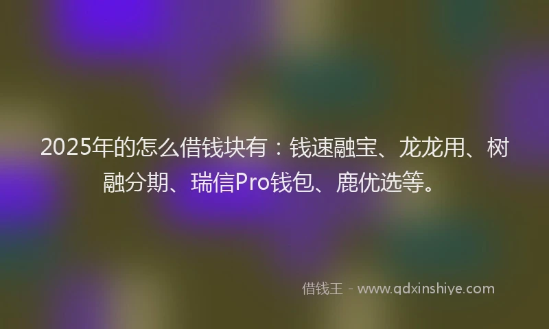 2025年的怎么借钱块有：钱速融宝、龙龙用、树融分期、瑞信Pro钱包、鹿优选等。