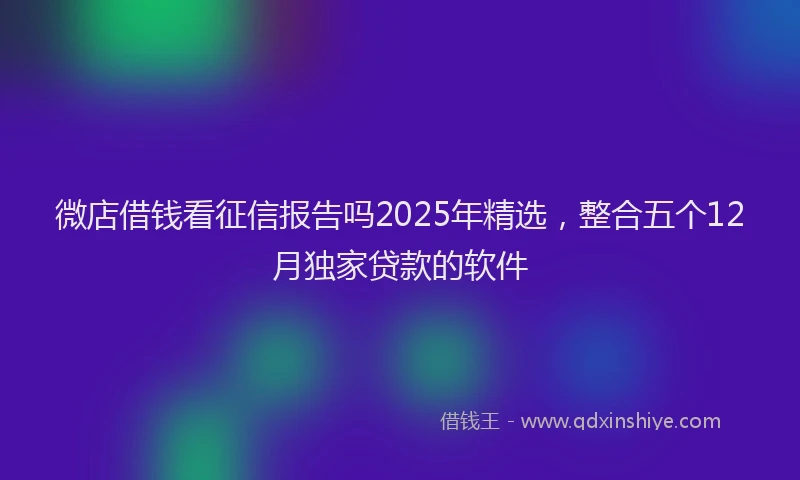 微店借钱看征信报告吗2025年精选，整合五个12月独家贷款的软件