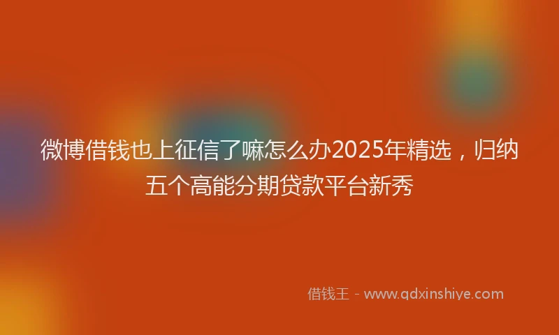 微博借钱也上征信了嘛怎么办2025年精选，归纳五个高能分期贷款平台新秀
