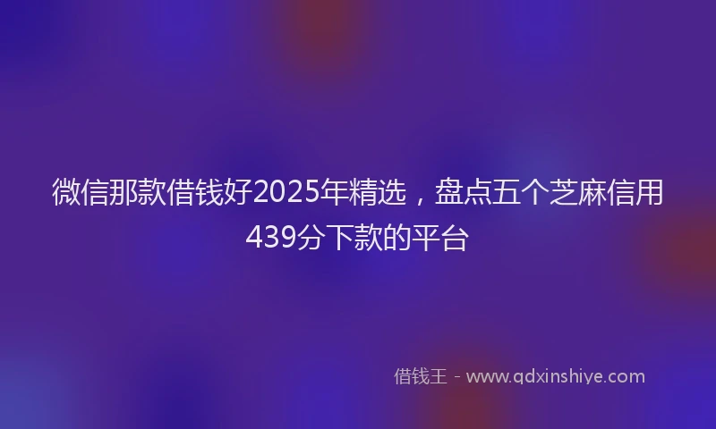 微信那款借钱好2025年精选，盘点五个芝麻信用439分下款的平台