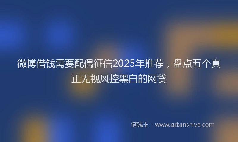 微博借钱需要配偶征信2025年推荐，盘点五个真正无视风控黑白的网贷