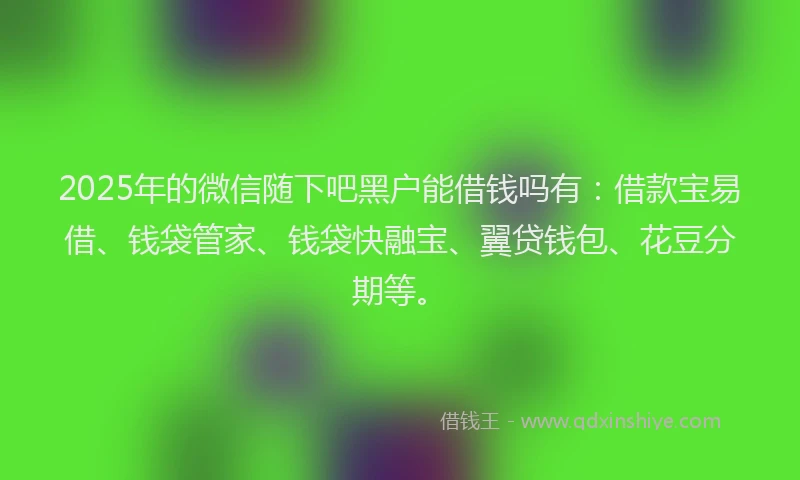2025年的微信随下吧黑户能借钱吗有：借款宝易借、钱袋管家、钱袋快融宝、翼贷钱包、花豆分期等。
