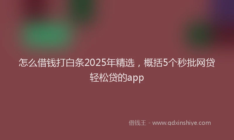 怎么借钱打白条2025年精选，概括5个秒批网贷轻松贷的app