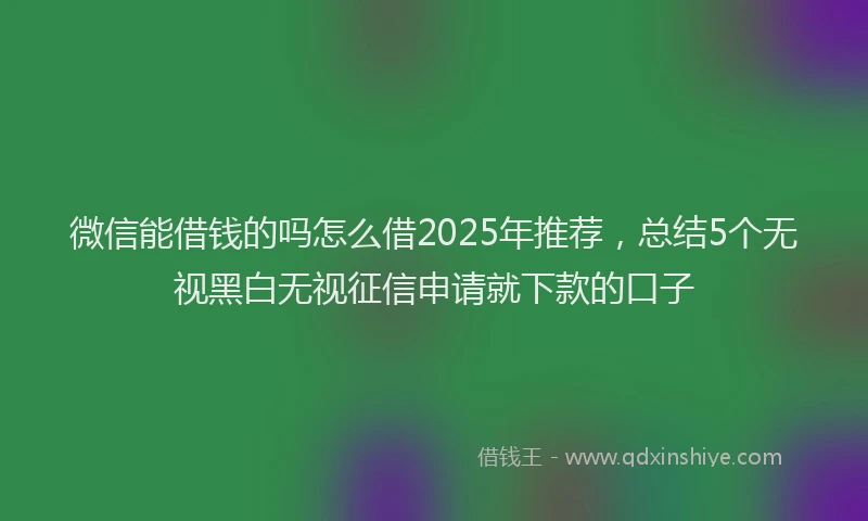 微信能借钱的吗怎么借2025年推荐，总结5个无视黑白无视征信申请就下款的口子