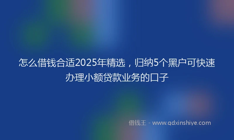 怎么借钱合适2025年精选，归纳5个黑户可快速办理小额贷款业务的口子