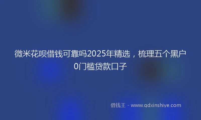 微米花呗借钱可靠吗2025年精选，梳理五个黑户0门槛贷款口子