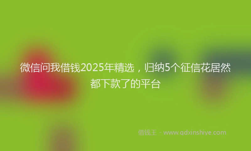 微信问我借钱2025年精选，归纳5个征信花居然都下款了的平台