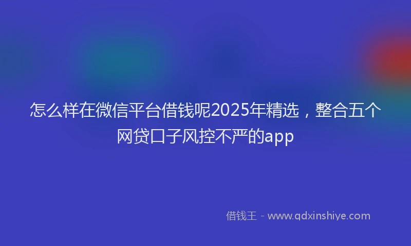 怎么样在微信平台借钱呢2025年精选，整合五个网贷口子风控不严的app