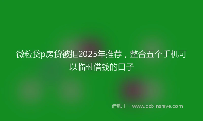 微粒贷p房贷被拒2025年推荐，整合五个手机可以临时借钱的口子