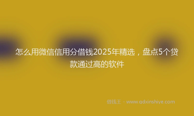 怎么用微信信用分借钱2025年精选，盘点5个贷款通过高的软件