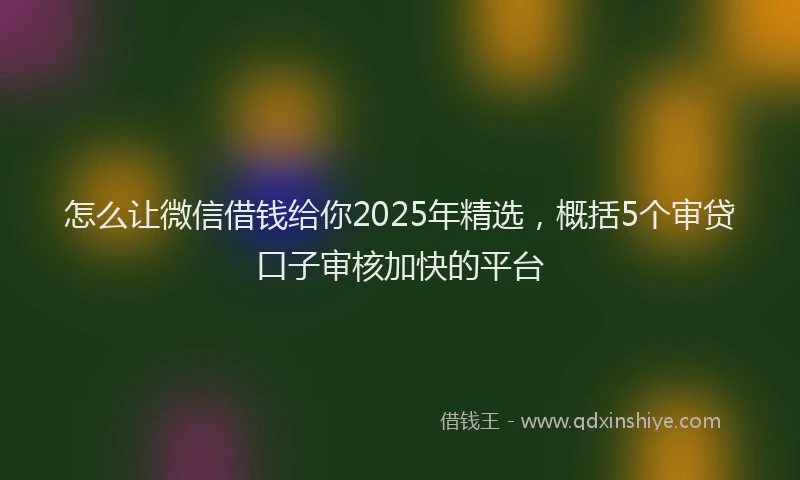 怎么让微信借钱给你2025年精选，概括5个审贷口子审核加快的平台