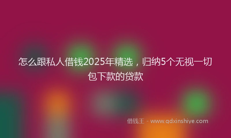 怎么跟私人借钱2025年精选，归纳5个无视一切包下款的贷款