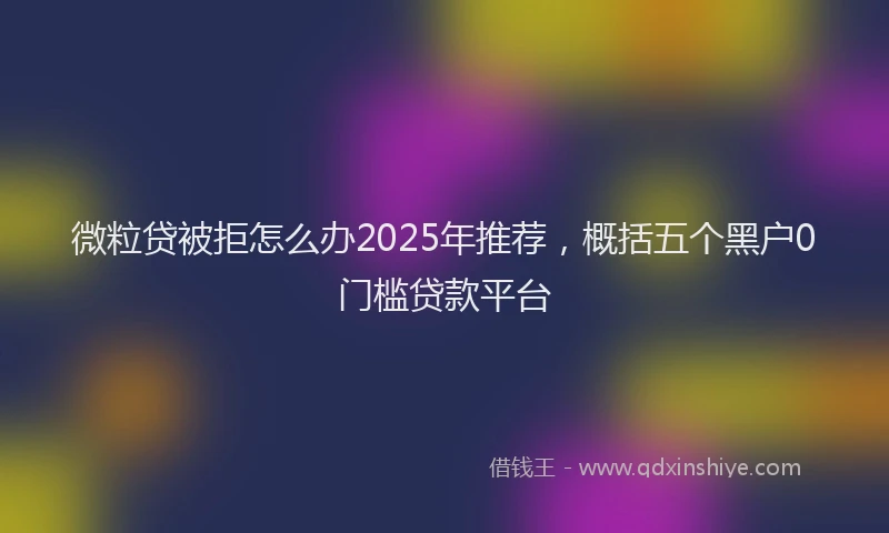微粒贷被拒怎么办2025年推荐，概括五个黑户0门槛贷款平台