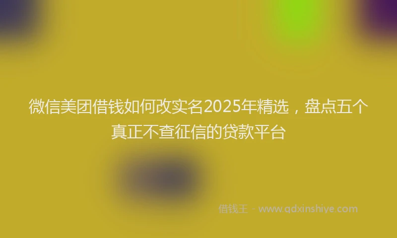 微信美团借钱如何改实名2025年精选，盘点五个真正不查征信的贷款平台