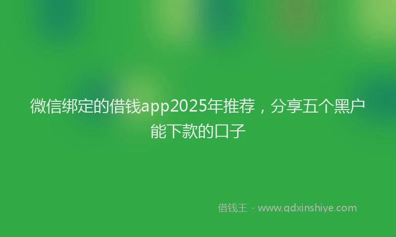 微信绑定的借钱app2025年推荐，分享五个黑户能下款的口子