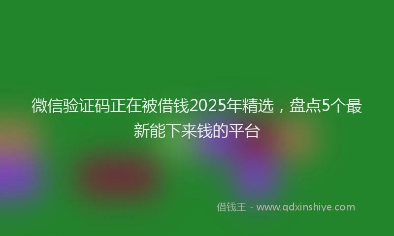 微信验证码正在被借钱2025年精选，盘点5个最新能下来钱的平台
