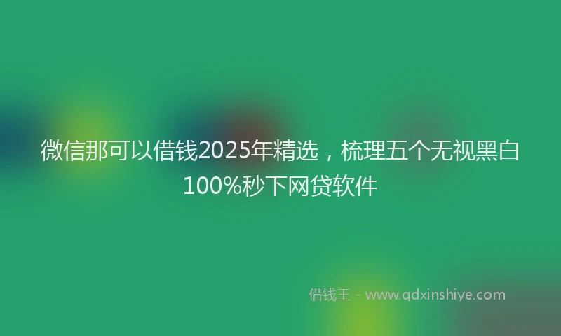 微信那可以借钱2025年精选，梳理五个无视黑白100%秒下网贷软件