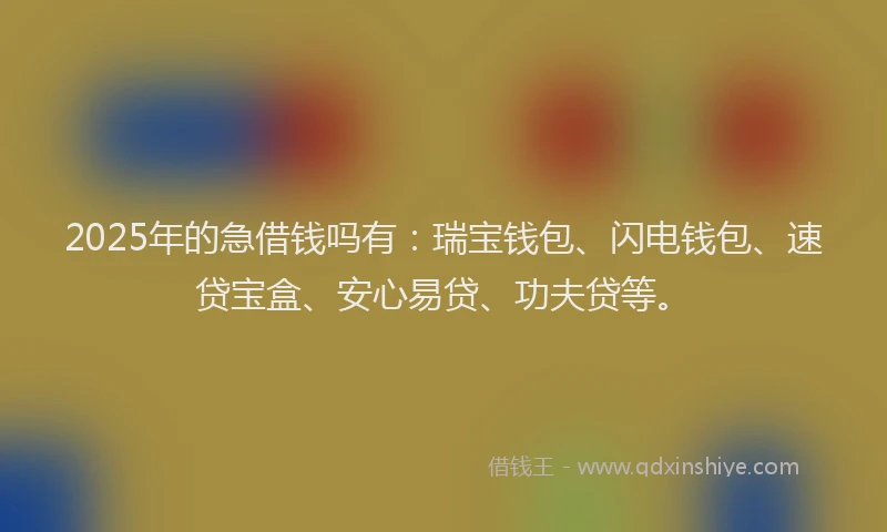 2025年的急借钱吗有：瑞宝钱包、闪电钱包、速贷宝盒、安心易贷、功夫贷等。