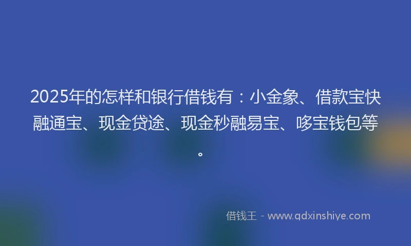 2025年的怎样和银行借钱有：小金象、借款宝快融通宝、现金贷途、现金秒融易宝、哆宝钱包等。
