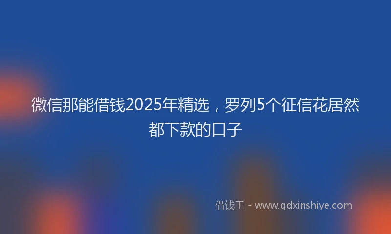 微信那能借钱2025年精选，罗列5个征信花居然都下款的口子