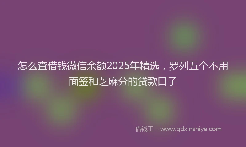 怎么查借钱微信余额2025年精选，罗列五个不用面签和芝麻分的贷款口子