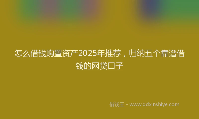 怎么借钱购置资产2025年推荐，归纳五个靠谱借钱的网贷口子