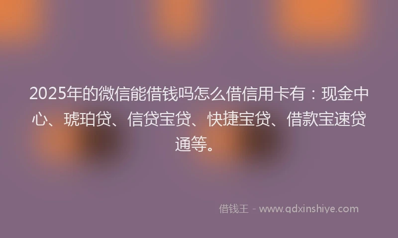2025年的微信能借钱吗怎么借信用卡有：现金中心、琥珀贷、信贷宝贷、快捷宝贷、借款宝速贷通等。
