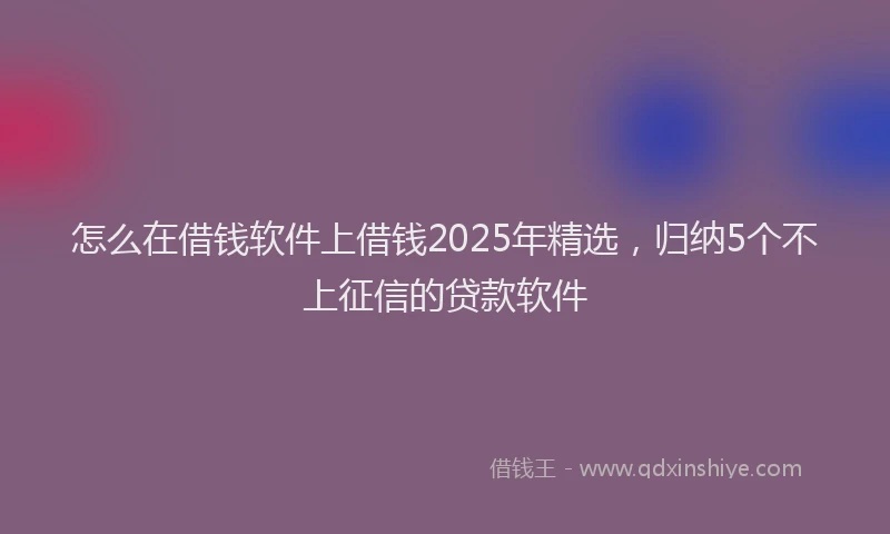 怎么在借钱软件上借钱2025年精选，归纳5个不上征信的贷款软件