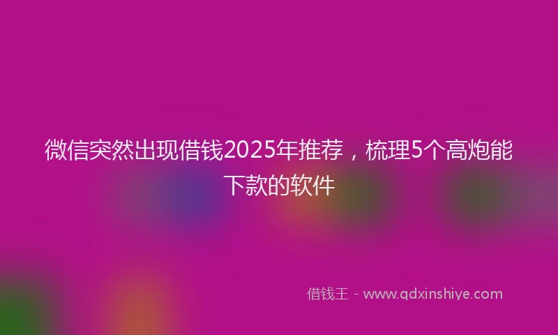 微信突然出现借钱2025年推荐，梳理5个高炮能下款的软件