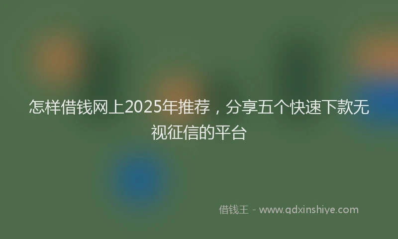 怎样借钱网上2025年推荐，分享五个快速下款无视征信的平台