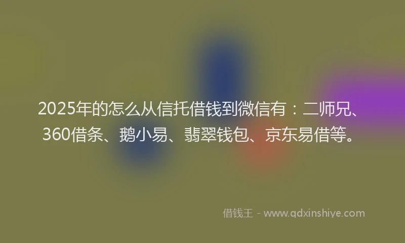 2025年的怎么从信托借钱到微信有：二师兄、360借条、鹅小易、翡翠钱包、京东易借等。