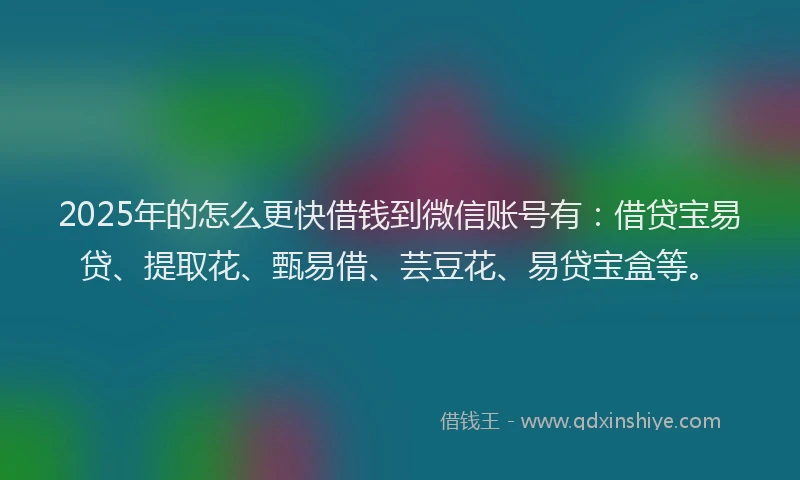 2025年的怎么更快借钱到微信账号有：借贷宝易贷、提取花、甄易借、芸豆花、易贷宝盒等。