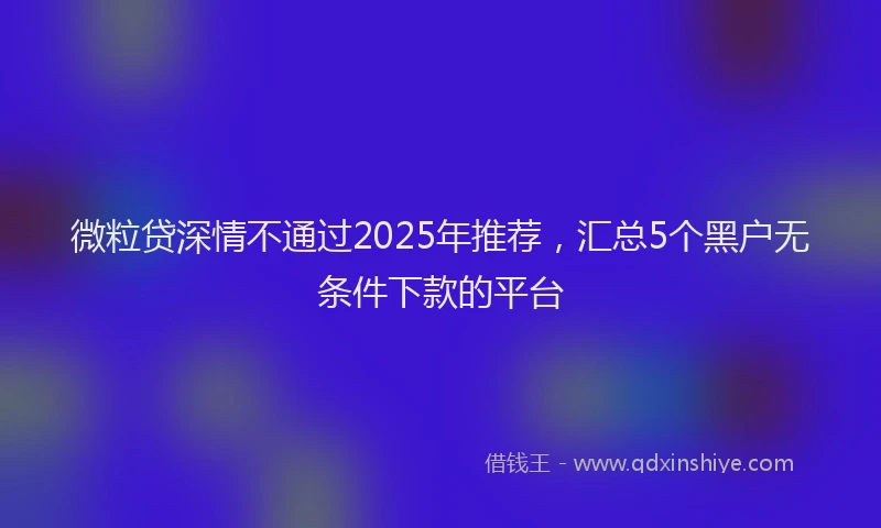 微粒贷深情不通过2025年推荐，汇总5个黑户无条件下款的平台