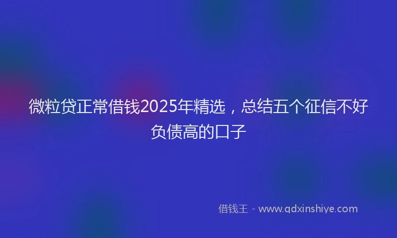微粒贷正常借钱2025年精选，总结五个征信不好负债高的口子