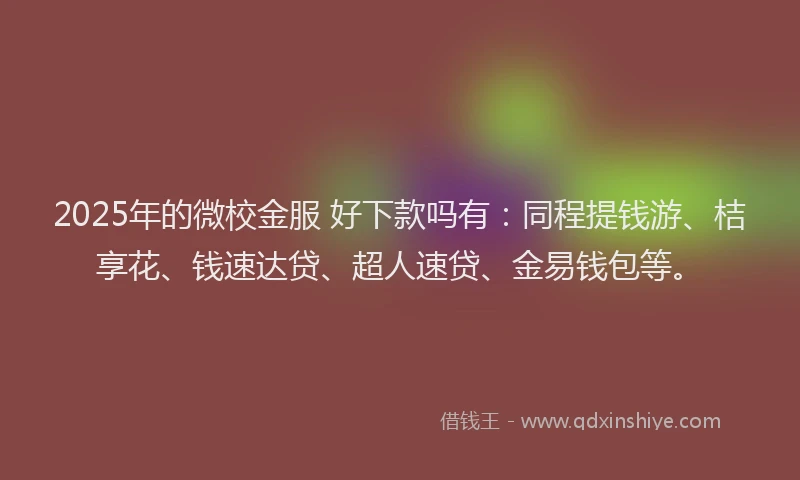 2025年的微校金服 好下款吗有：同程提钱游、桔享花、钱速达贷、超人速贷、金易钱包等。