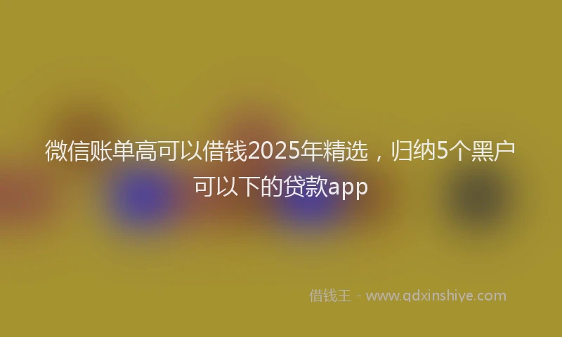 微信账单高可以借钱2025年精选，归纳5个黑户可以下的贷款app